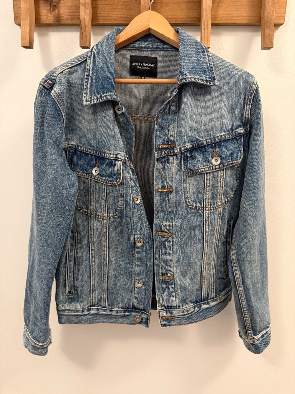 Spier & Mackay Washed Denim Trucker Jean Jacket Mens Size 36